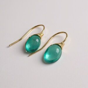 GOLD EARRINGS WITH GREEN INLAY BRAND NEW